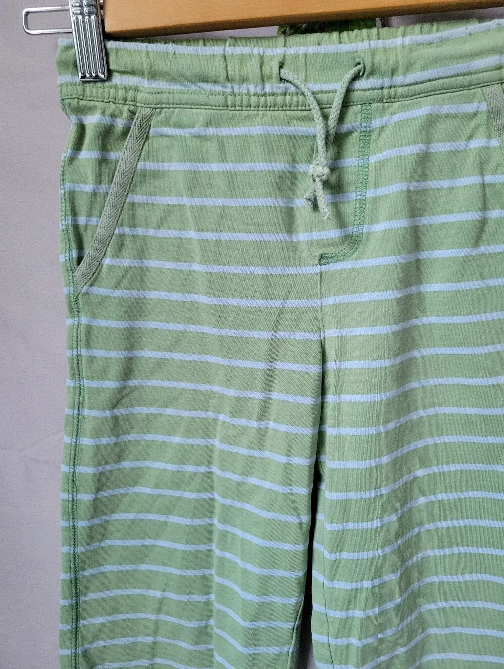 Mini Boden Boys Striped Cotton Pull On Shorts Green 5-6Y